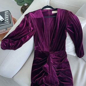 Alexander Vauthier Velvet Jersey Mini Dress (Burgundy)